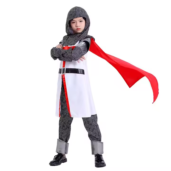 Hot selling new high Quality Halloween medieval Templar Crusader costume for boys6